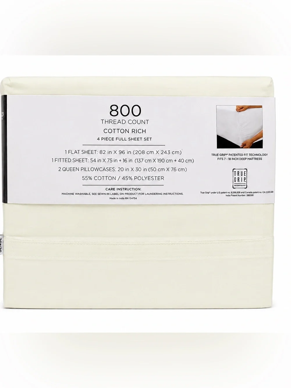 Color Sense 800 Thread Count Full Sheet Set Ivory